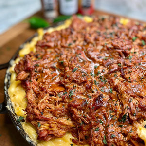 Smoked Jalapeno Macaroni and Cheese with Pulled pork