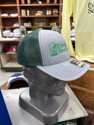 Everglades Snapback Mesh Hat Heather Grey with Dark Green
