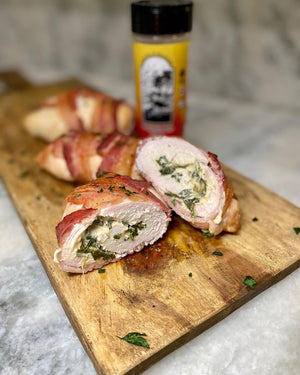 Spinach Cream Cheese Stuffed Chicken Breast wrapped in Bacon