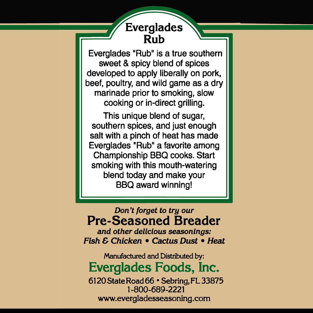 Everglades Rub Seasoning – Everglades Foods, Inc.